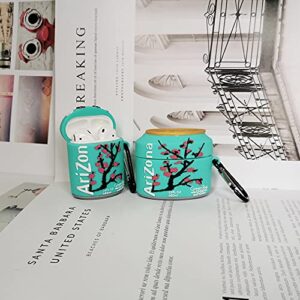Compatible with Airpods Case 1&2 Arizona, Plum Green Tea Drink Bottle Protective Silicone Cartoon 3D Case for Airpod Blue Soda, Boys Girls Kids Teens Women Funny Case for Airpods 1/2 (Zona Tea)