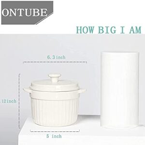 ONTUBE Ceramic Candy Jar with Lid 17oz, Porcelain Cookies Jar Candy Dishes (White)