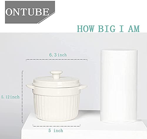 ONTUBE Ceramic Candy Jar with Lid 17oz, Porcelain Cookies Jar Candy Dishes (White)