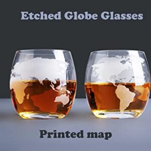 Whiskey Decanter, Glass Decanter Set with 2 Globe Whiskey glasses