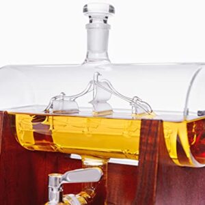 Whiskey Decanter, Glass Decanter Set with 2 Globe Whiskey glasses