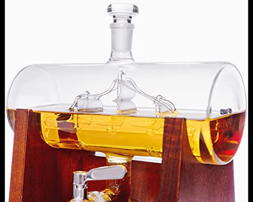 Whiskey Decanter, Glass Decanter Set with 2 Globe Whiskey glasses