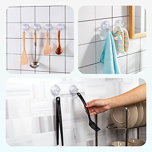 Ayssny Suction Cup Hooks, Reusable Wreath Hanger, Large Heavy Duty Suction Cup Hooks Wall Hooks Kitchen Bathroom Window Shower Hooks for Hanging Towel Robe Loofah and Christmas Decorations (2 Pack)