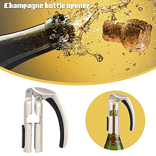 Champagne Bottle Opener Sparkling Wine Cork Puller, Bar Jar Cork Puller Champagne Corkscrew Kitchen Sparkling Wine Bottle Opener (Silver)