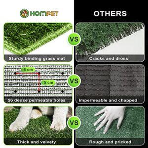 Hompet Dog Potty for Indoor or Porch, 2 Pcs Artificial Grass Training Pads with Pee Baffle, Reusable Dog Grass Pad with Tray, Alternative to Puppy Pads, Portable Dog Litter Box for Small/Medium Dogs