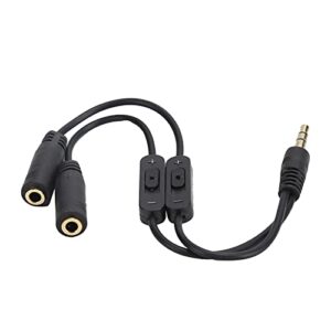 Dilwe Headphone Splitter 3.5mm Audio Stereo Y Splitter Extension CableCouple Headphone Converter Cable Male to Female Dual Headphone Jack Adapter with Switch