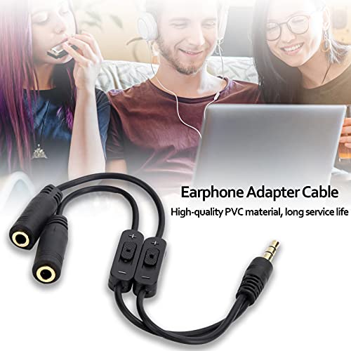 Dilwe Headphone Splitter 3.5mm Audio Stereo Y Splitter Extension CableCouple Headphone Converter Cable Male to Female Dual Headphone Jack Adapter with Switch