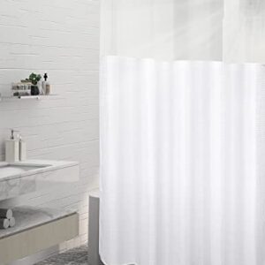 SUMGAR No Hook Shower Curtain Extral Long 71" x 86" White Waffle Weave Textured Fabric Cloth Hotel Luxury Simple Elegant Shower Curtains Set with Snap in Liner for Modern Farmhouse Bathroom