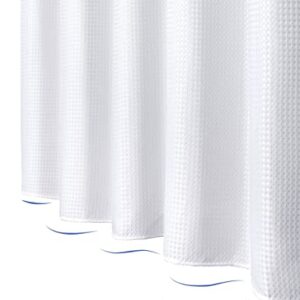 SUMGAR No Hook Shower Curtain Extral Long 71" x 86" White Waffle Weave Textured Fabric Cloth Hotel Luxury Simple Elegant Shower Curtains Set with Snap in Liner for Modern Farmhouse Bathroom