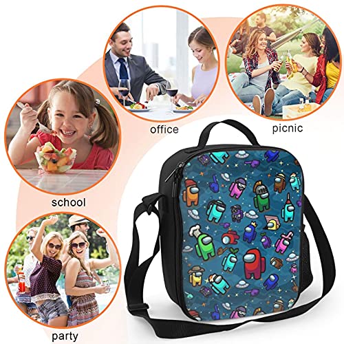 Anime Lunch Bag Blue Insulated Large Capacity for Adults Men Work Office Lunch Box Leakproof Adjustable Strap With Zipper External Bottle Holder Tote Bag Cooler Bags