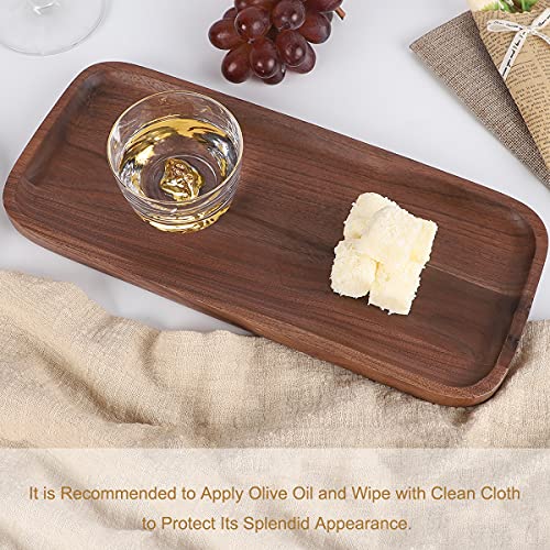 Royalling Walnut Wooden Tray Solid Wood Serving Tray Bathroom Tray Rectangle Small Platter Tea Tray Coffee Table Tray (11.8X5in)