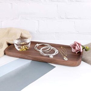 Royalling Walnut Wooden Tray Solid Wood Serving Tray Bathroom Tray Rectangle Small Platter Tea Tray Coffee Table Tray (11.8X5in)