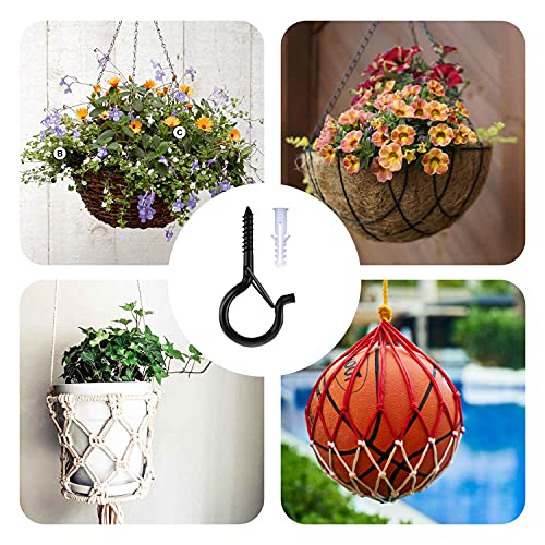 Ceiling Hooks Heavy Duty, Q-Hanger Hooks Eye Hooks Screw Hooks for Outdoor String Lights, Light Hanger Hooks with Safety Buckle Design for Hanging Plants, Lanterns and Christmas Decorations