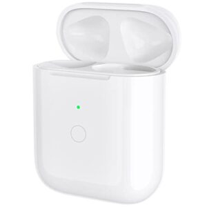 airpods charging case replacement compatible with airpods 1 2, air pod wireless charger case with bluetooth pairing sync button silicone protective cover