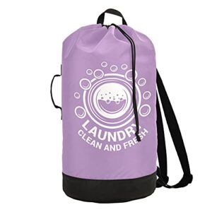 purple laundry backpack large heavy duty laundry bag with shoulder straps waterproof laundry hamper drawstring closure dirty clothes organizer for college students traveling camp