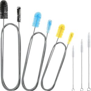 6 pieces aquarium filter brush set include double-ended hose brush and straw nylon brush stainless steel flexible spring brush assorted sizes long tube cleaning brush for fish tank home kitchen