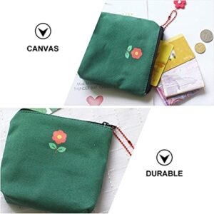 DOITOOL Sanitary Napkin Storage Bag Cute Sanitary Pad Pouch Zipper Pouch Coin Purse Mini Canvas Cash Bags Makeup Bag Toiletry Pouch Portable Coin Bags White Purple Green