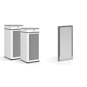 medify air ma-40 air purifier with one additional h13 true hepa replacement filter | 840 sq ft coverage | for smoke, smokers, dust, odors, pet | quiet 99.9% removal to 0.1 microns | white, 2-pack