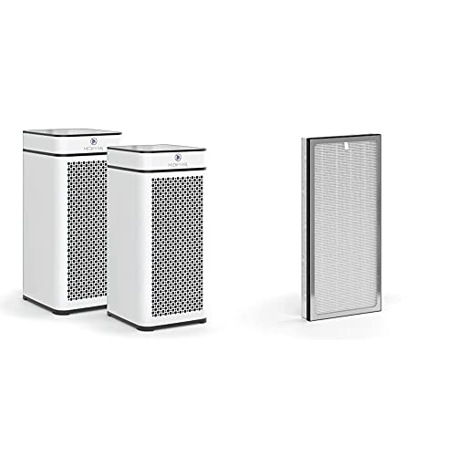 Medify Air MA-40 Air Purifier with one additional H13 True HEPA replacement Filter | 840 sq ft Coverage | for Smoke, Smokers, Dust, Odors, Pet | Quiet 99.9% Removal to 0.1 Microns | White, 2-Pack
