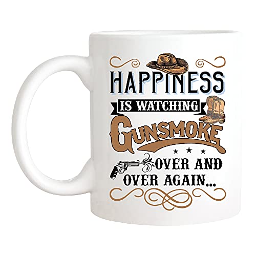 snailhome430 - Happiness is Watching Gunsmoke Over And Over Again Mug, 11oz Ceramic Coffee Mug