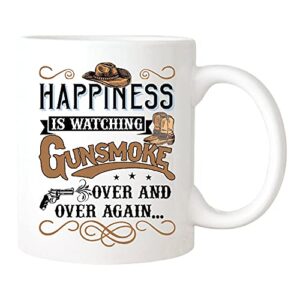 snailhome430 - Happiness is Watching Gunsmoke Over And Over Again Mug, 11oz Ceramic Coffee Mug