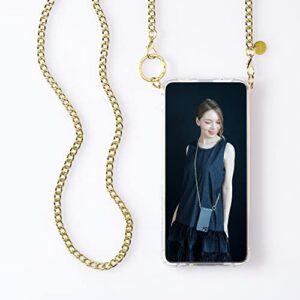 phonecklace iphone 12pro crossbody phone case with adjustible chain strap -shockproof cellphone cover with metal component for safe. detachable 14k gold plated chain strap