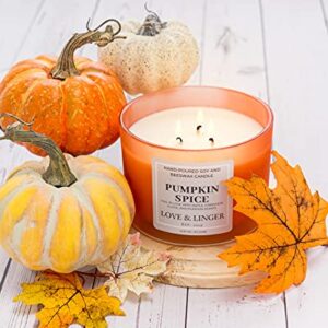 Pumpkin Spice Candle | Fall Candles | Luxury Soy & Beeswax Candles for Home | 16 oz. Large Jar 3 Wick Candle | Thanksgiving Candle | Fall Scented Candle | Autumn Candles