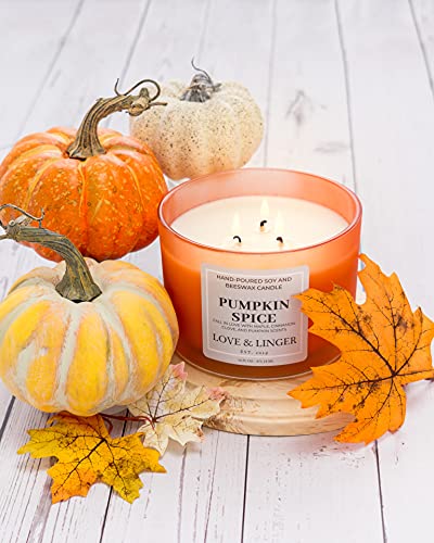 Pumpkin Spice Candle | Fall Candles | Luxury Soy & Beeswax Candles for Home | 16 oz. Large Jar 3 Wick Candle | Thanksgiving Candle | Fall Scented Candle | Autumn Candles