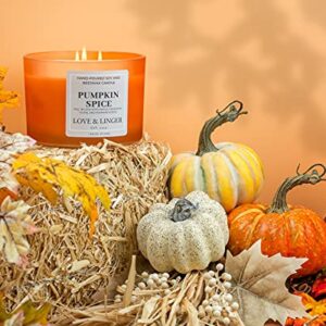 Pumpkin Spice Candle | Fall Candles | Luxury Soy & Beeswax Candles for Home | 16 oz. Large Jar 3 Wick Candle | Thanksgiving Candle | Fall Scented Candle | Autumn Candles