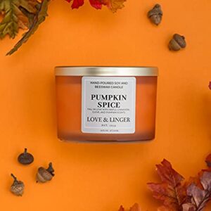 Pumpkin Spice Candle | Fall Candles | Luxury Soy & Beeswax Candles for Home | 16 oz. Large Jar 3 Wick Candle | Thanksgiving Candle | Fall Scented Candle | Autumn Candles