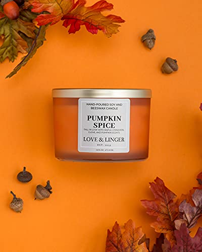 Pumpkin Spice Candle | Fall Candles | Luxury Soy & Beeswax Candles for Home | 16 oz. Large Jar 3 Wick Candle | Thanksgiving Candle | Fall Scented Candle | Autumn Candles