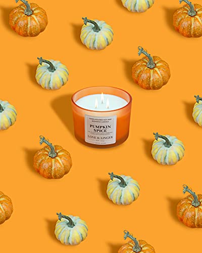 Pumpkin Spice Candle | Fall Candles | Luxury Soy & Beeswax Candles for Home | 16 oz. Large Jar 3 Wick Candle | Thanksgiving Candle | Fall Scented Candle | Autumn Candles