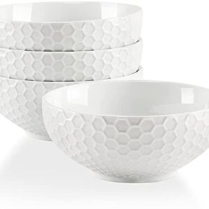 Buyajuju Cereal Soup Bowls, 20 Ounce White Bowls Set, Porcelain Bowls for Oatmeal, Rice, Salad, Pasta and Noodle, Set of 4 (6inch)