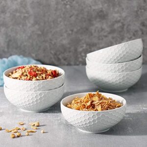 Buyajuju Cereal Soup Bowls, 20 Ounce White Bowls Set, Porcelain Bowls for Oatmeal, Rice, Salad, Pasta and Noodle, Set of 4 (6inch)