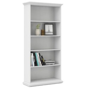 Home Square 5 Shelf Wood Bookcase Set in White (Set of 2)