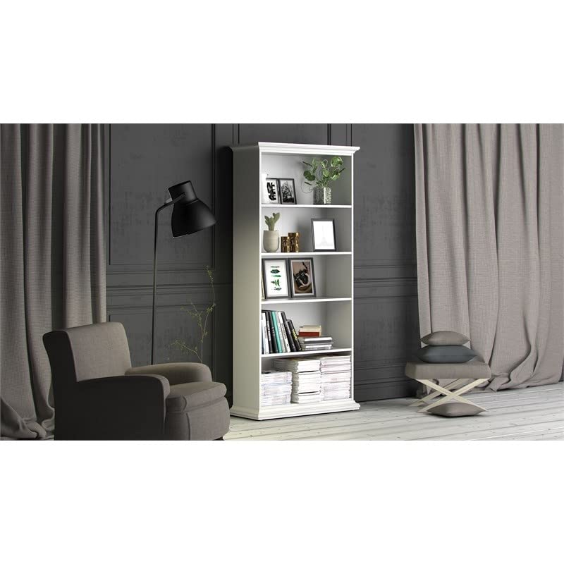 Home Square 5 Shelf Wood Bookcase Set in White (Set of 2)