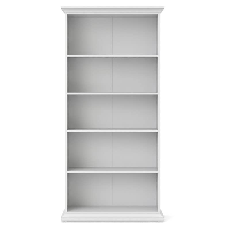 Home Square 5 Shelf Wood Bookcase Set in White (Set of 2)