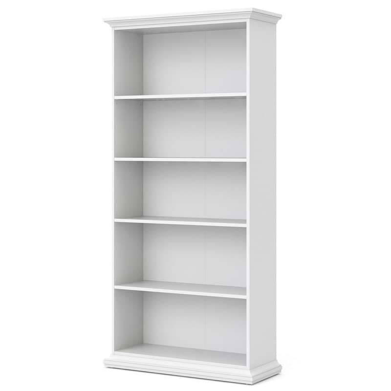 Home Square 5 Shelf Wood Bookcase Set in White (Set of 2)