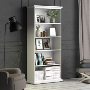 Home Square 5 Shelf Wood Bookcase Set in White (Set of 2)