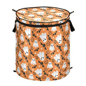 ghost happy halloween bat pop up laundry hamper with lid foldable storage basket collapsible laundry bag for camping hotel dormitory
