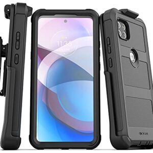 Encased Belt Case for Motorola One 5G ACE Case with Screen Protector and Holster Clip - Heavy Duty Protection for Moto One 5G UW Ace (Black)