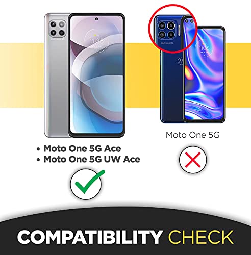 Encased Belt Case for Motorola One 5G ACE Case with Screen Protector and Holster Clip - Heavy Duty Protection for Moto One 5G UW Ace (Black)