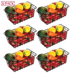 XINFULL 6 Pack Wire Storage Baskets Household Metal Wall-Mounted Containers Organizer Bins for Kitchen Bathroom Freezer Pantry Closet Laundry Room Cabinets Garage Shelf, Medium