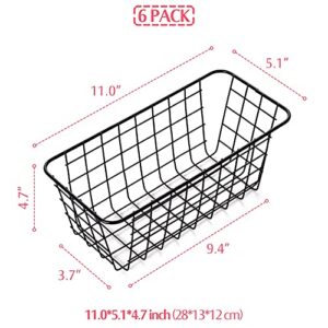 XINFULL 6 Pack Wire Storage Baskets Household Metal Wall-Mounted Containers Organizer Bins for Kitchen Bathroom Freezer Pantry Closet Laundry Room Cabinets Garage Shelf, Medium