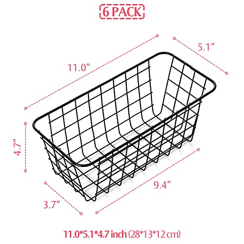 XINFULL 6 Pack Wire Storage Baskets Household Metal Wall-Mounted Containers Organizer Bins for Kitchen Bathroom Freezer Pantry Closet Laundry Room Cabinets Garage Shelf, Medium