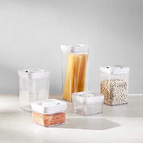 Amazon Basics 5-Piece Square Airtight Food Storage Containers for Kitchen Pantry Organization, BPA Free Plastic