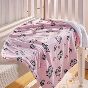 DaysU Plush Flannel Sherpa Baby Blanket for Girls Boys, Portable Reversible Soft Micro Fleece Baby Crib Throw Blanket with Animal Print for Newborn and Nursery, Elephant, 30"x40"