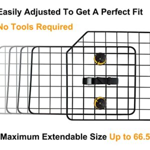 NOAMOO 38-66.5 Inches Dog Car Barrier for SUVs, Van, Vehicles, Adjustable Large Pet Barriers, Universal Fit Heavy-Duty Wire Mesh Dog Guard, Pet Divider Gate for Truck Cargo Area, Safety Car Divider