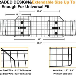 NOAMOO 38-66.5 Inches Dog Car Barrier for SUVs, Van, Vehicles, Adjustable Large Pet Barriers, Universal Fit Heavy-Duty Wire Mesh Dog Guard, Pet Divider Gate for Truck Cargo Area, Safety Car Divider