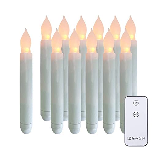 Warm White Taper Candles Battery Operated with Remote Control, 12pcs Short Led Candle Lights for Thanksgiving Day, Christmas Party, Fireplace Mantle, Wall Sconces, Halloween Decoration